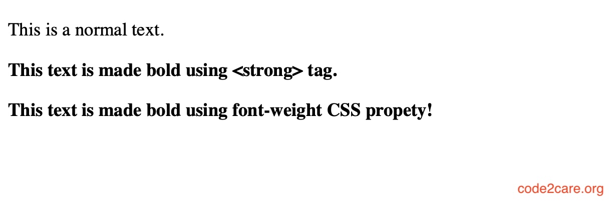 Bold text using CSS Font-Weight Property